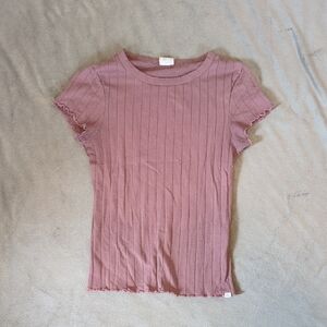 Ribbed Pink Short Sleeve Top